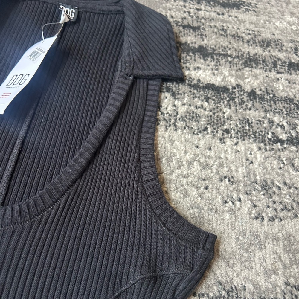 NWT URBAN OUTFITTERS BDG Ann Marie Ribbed Deep V-Neck Collared Mini Dress - Picture 11 of 14